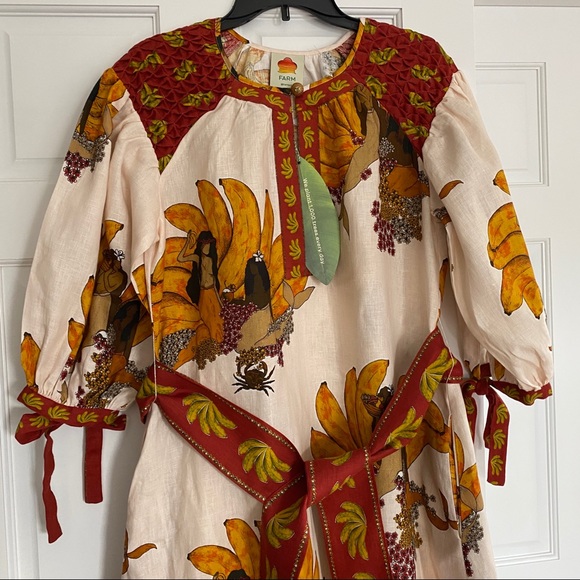 🥭 FARM Rio Off-White Mermaid Bananas Midi Dress - Picture 6 of 14